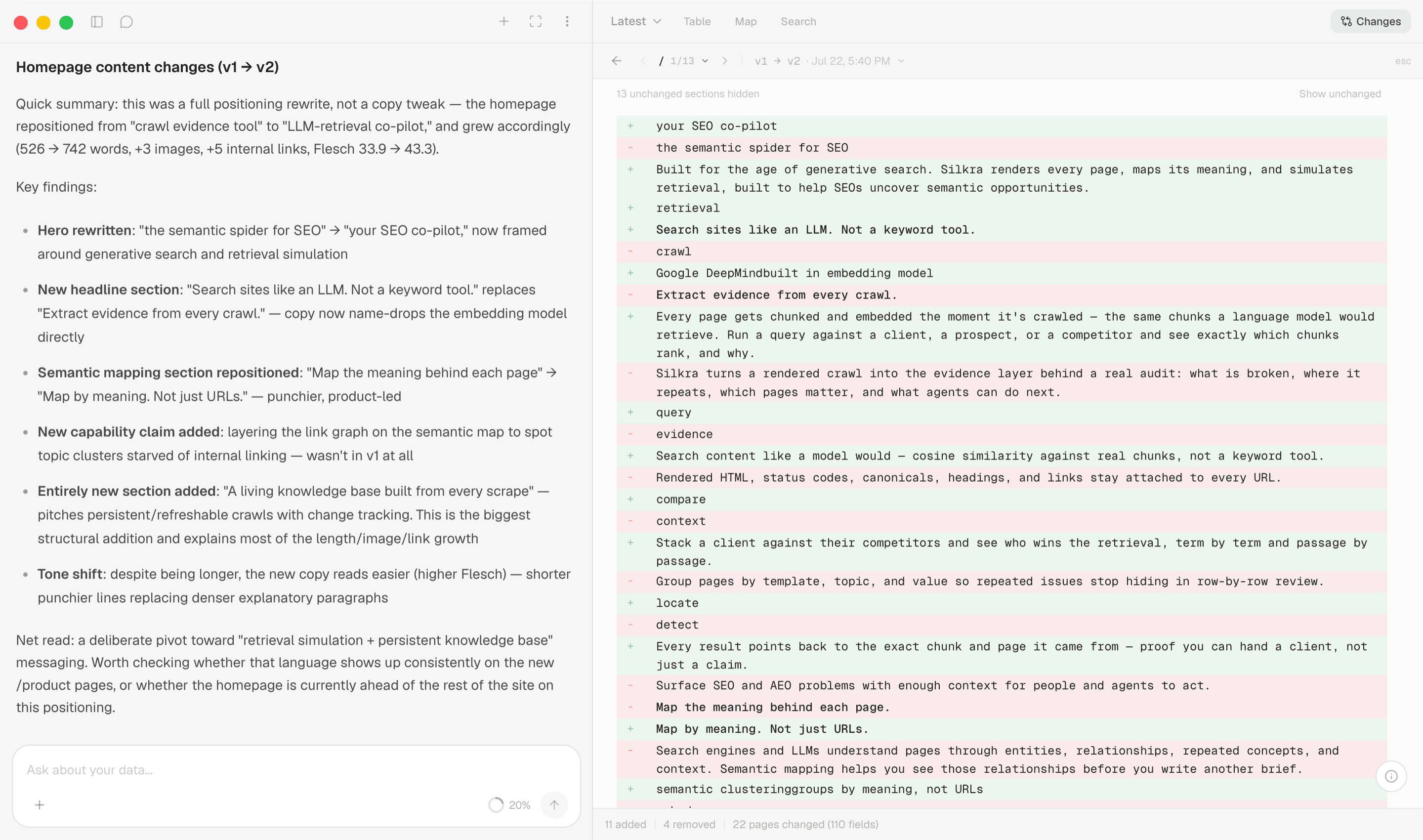 Scrape table with rendered crawl evidence on every URL — light mode